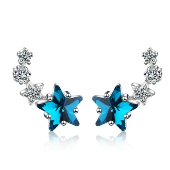 Coreeană Argint 925 Cercei Blue Star AAA+ Zircon Cercei Stud Pentru Femei boucle d'oreille Moda Bijuterii Cercel