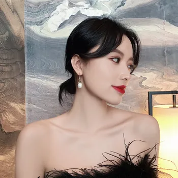 Coreeană Elegant Simulat lanț Pearl Cercei Pentru Femeile cu Margele Picatura Trendy Bijuterii Cercei Statement