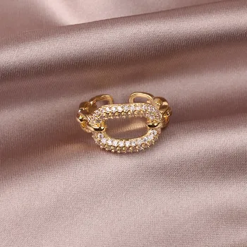 Coreeană fierbinte de vânzare bijuterii de moda cupru rafinat zircon incrustate simplu pătrat gol inel elegant de femei de zi cu zi de deschidere inel