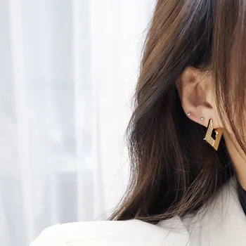 Coreeană nou design de moda bijuterii de cupru încrustat placat cu aur cercei patrati atmosferă elegantă femei cercei