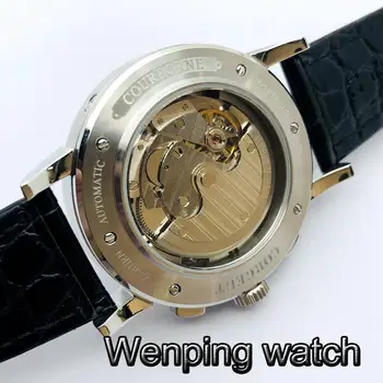 Corgeut 42mm Lux de Top Bărbați Ceas de Argint a Crescut de Caz din Aur Luna Faza Data Pescăruș ST1655 Mișcare Barbati Ceas Automată