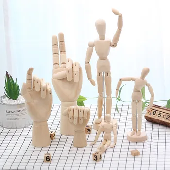 Corp din lemn de Acțiune Figura Jucării Artist Mobile Articulate model de Păpușă Pictură Schiță Manechin Desena figuri de Lemn Flexibil Degete
