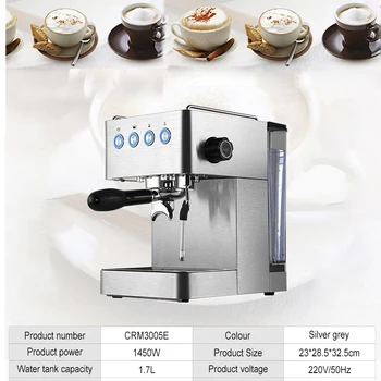Corp din Oțel inoxidabil Full Semi-automate Espresso Abur de Înaltă Presiune Spumant de Lapte Mașină de 220V 1.7 L