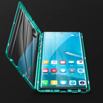 Corp plin Magnetic Metal Bara de protecție Caz pentru Samsung Note20 Nota 20, Ultra Caz rezistent la Socuri Fata+Spate Tempered Glass Coque Nota 20