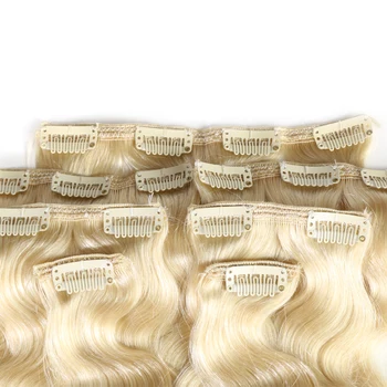 Corpul Val Clip-In Extensie de Păr Uman Natural Negru / Blond/ Șaten Ali Regina Păr 120g Complet Masina de Facut Brazilian Remy de Păr