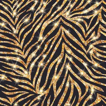 Cortina de Aur Model Zebra pe Fundal Negru, Elegant, Chic Animal Print Strălucitoare Festiv Temă opera de Arta de Imprimare