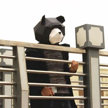 Cosplay Măști Consumabile Partid Urs Panda Bal mascat Capota 3D Model din Hârtie DIY Desene animate Handmade pentru Adulti Copii, Jucarii Educative