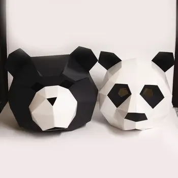 Cosplay Măști Consumabile Partid Urs Panda Bal mascat Capota 3D Model din Hârtie DIY Desene animate Handmade pentru Adulti Copii, Jucarii Educative