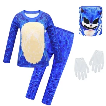Costum De Halloween Sonic The Hedgehog Joc Video Anime Cosplay Imbracaminte Petrecere De Carnaval Cu Maneci Lungi Pantaloni Masca Manusi Pentru Copii