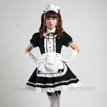 Costum De Servitoare Franceză Sexy Dulce Gothic Lolita Rochie Anime Cosplay Sissy Uniformă De Menajeră Costume De Halloween Pentru Femei C058