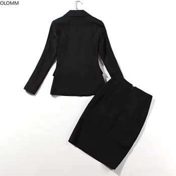 Costume de femei 2019 toamna profesionale noi femei casual slim singur buton negru mic costum fusta două bucata costum