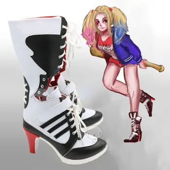 CostumeBuy Suicide Squad Cosplay Quinn Cizme de Fată Rea Pantofi de piele, Cizme Femei Adulte Halloween Accesorii Personalizate