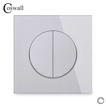 Coswall 2 Banda De Resetare Puls Comutator De Moment De Contact Apăsați Butonul Întrerupător De Lumină Gri Gri Cristal Panou De Sticlă Seria R11