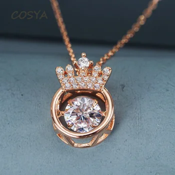 COSYA Colier Pandantiv cu Topaz de Aur a Crescut de Dans Coroana Argint 925 Stralucitoare Ridicat de Carbon Diamond Royal Bijuterii Fine