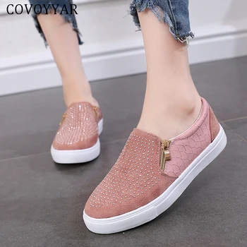 COVOYYAR 2020 Stras Pantofi Femei Pantofi Casual Plat Mozaic de Moda de Cristal Adidasi pentru Femei Slip on Mocasini 43 WSN317