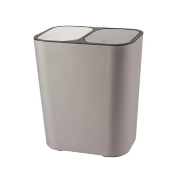 Coș de gunoi Dreptunghi de Plastic Push-Buton Dublu Compartiment 12liter de Reciclare a Deșeurilor Coșul de Gunoi Poate 33X29X21cm de Depozitare a Deșeurilor TB