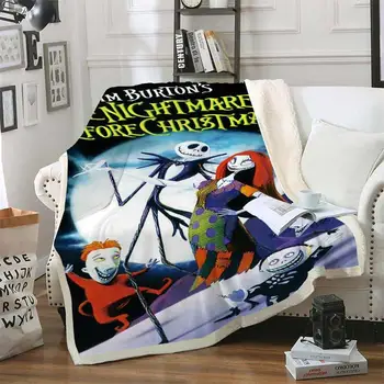 Coșmar Înainte de Crăciun Jack Craniu Sherpa Pătură de Catifea Pluș Cald Foaie de Desene animate Biroul de Somn Pătură de Canapea Personalizate