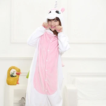 Craciun Adult Unicorn Ochi Panda Kigurumi Cosplay cu Gluga-O singură Bucată de Dinozaur Pijama Onesis Costum de Flanel Haine XL