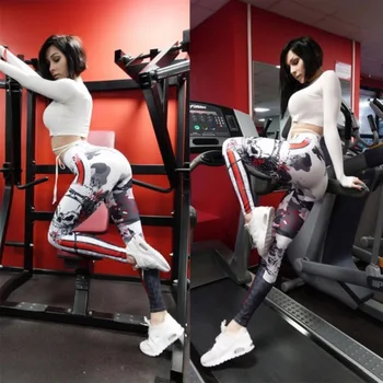 Craniul nou 3D de Imprimare de Fitness Jambiere Femei Sexy Talie Mare Sală de sport Legging Antrenament iute Uscat Gotic Sportive Pantaloni de Antrenament Pantaloni de Yoga