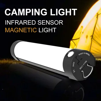 Crap de Bivuac Camping Lumină de Control de la Distanță Lampă de Camping Magnetic Puternic Rosu Culoare Alb USB Reîncărcabilă Cort de Lumină Pescuit Lumina