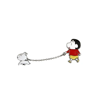 Crayon Shin-chan și câinele Email Pin Animale Desene animate Brosa Fan Anime de Colectare Insigna Cadou Unic