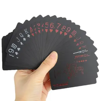 Creatie de Lux din Plastic Negru de Poker din PVC rezistent la apa Rece Black Red/Blue Folie de Carti de Joc Standard, Dimensiune 52+2 Joc de Poker e