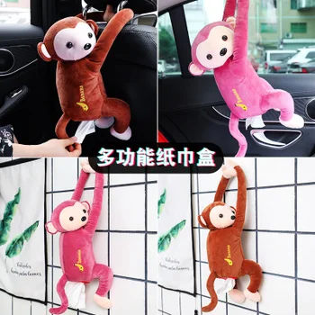Creativ Desen Animat Maimuță Masina Agățat Șervețel De Hârtie Țesut Capacul Cutiei Suport Portabil Cutie De Hârtie Auto Ornament Biroul De Acasă