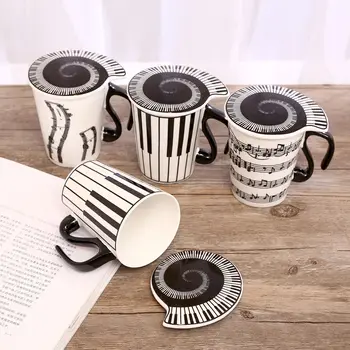 Creative Ceramice Muzica Cana Notă Muzicală Cana Cuplu Tastatura Pereche Cupa cu Capac Ceașcă de Cafea