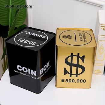 Creative Cutii de Bani pusculita Metal Monedă de Aur Cutie Mare de Adulți în Numerar Cutie Pătrat pusculita pentru Bani de Hârtie Cadou 365 de Zile FP060