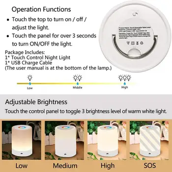 Creative de Culoare RGB de Încărcare Lumina de Noapte Estompat Touch Control USB Reîncărcabilă Lampă Noptieră