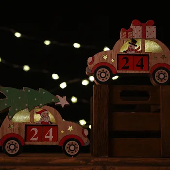 Creative Decor De Crăciun Provizii De Lemn Lampa Auto Calendar Auto Decorare Moș Crăciun Numărătoarea Inversă