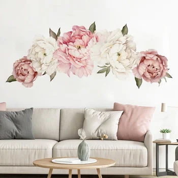 Creative Home decor Bujor flori acuarelă autocolante de perete camera de zi dormitor decor acasă accesorii