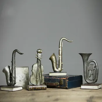 Creative Muzică Acasă Mobilier Modern, Decor Ornamente Saxofon, Vioara, Trompeta Instrument Model de Rasina de Artizanat Saxofon Figura Cadou