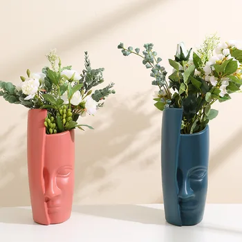 Creative Nordic Imitație de Plastic Glazura Vaza Living aranjamente florale Ornamente Figura Sculptura Acasă Decorare Accesorii