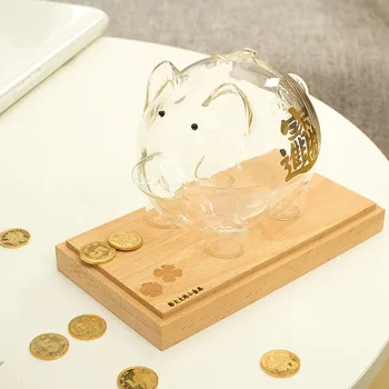 Creative Pusculita Piggy Bank Sticlă Transparentă Meserii Copii Drăguț Cadou Decor Desene Animate Pusculita Pentru Monede Cutie