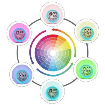 Creative Rotunde Colorate Ceas Calendar Frontal Minge pentru Copii Ceas Sunet Natural Ceas de Masa Gradient de Lumină