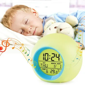 Creative Rotunde Colorate Ceas Calendar Frontal Minge pentru Copii Ceas Sunet Natural Ceas de Masa Gradient de Lumină