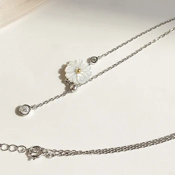 Creative Shell Mici Daisy Ciucure Lung Colier Argint 925 Clavicula Lanț Reglabil Pandantive Coliere Pentru Femei Partid Bijuterii