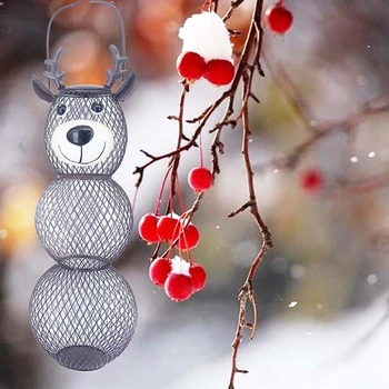Creative Sârmă De Oțel Alimentator De Pasăre În Aer Liber, Balcon Agățat Feeder Din Fier Forjat Cerb Om De Zăpadă Forma De Urs Meserii Ornamente De Companie