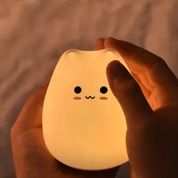 Creative USB LED Lumina Pisoi Lumina de Noapte din Silicon Moale de Desene animate pentru Copii Pepinieră Lampa de Respirație Lavabil Silicon Gonflabil Design Drăguț