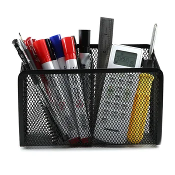 Creion Birou De Birou De Metal Ochiurilor De Plasă Pătrat Pen Oală Cup Caz Recipient Organizator Durabil De Stocare De Papetărie Magnetice Caz Creion