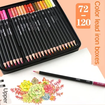 Creion colorat Set Profesional de Artă 72/120 Incepatori Mână-Pictat Gras de Culoare Plumb Logo-ul Personalizat de Fier Cutie de creioane colorate drăguț