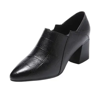 Cresfimix botas femininas femei de moda negru a subliniat deget de la picior toc pătrat toamna cizme scurte doamna confort casual cizme de primăvară a6036