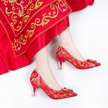 Cresfimix Zapatos Dama femei clasic de înaltă calitate, chineză tradițională de nuntă, pantofi cu toc de mireasa confort toc stiletto a6697