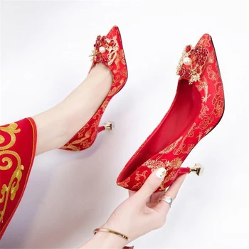 Cresfimix Zapatos Dama femei clasic de înaltă calitate, chineză tradițională de nuntă, pantofi cu toc de mireasa confort toc stiletto a6697