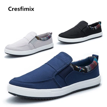 Cresfimix încăltăminte într-pour hommes bărbați confortabil pânză plus dimensiune alunecare pe pantofi omul albastru stradă pantofi eleganti pantofi casual b2354