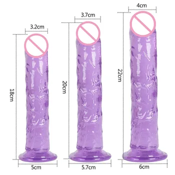 Cristal Colorat Jelly Vibrator Pentru Femei Au Realist Sex Sentiment De Mare Dildo Cu Ventuza Pula Pentru Femei Jucării Erotice Pentru Gay