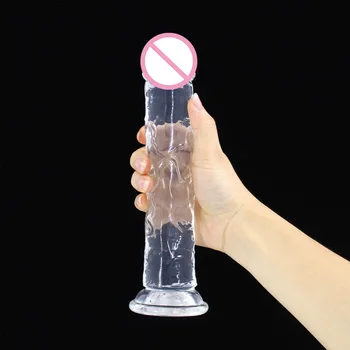 Cristal Colorat Jelly Vibrator Pentru Femei Au Realist Sex Sentiment De Mare Dildo Cu Ventuza Pula Pentru Femei Jucării Erotice Pentru Gay