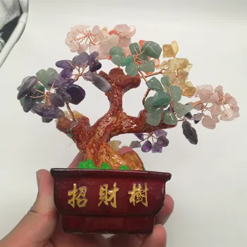 Cristal de cuarț bogat copac bonsai stil reiki de vindecare naturala de piatră și minerale aduce noroc de avere decor acasă de vânzare