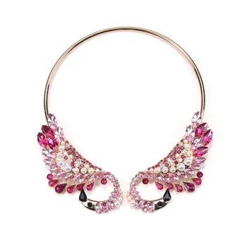 Cristal De Lux Flamingo Deschide Cravată Colier Pentru Femei Bohemia Vintage Colier Statement Bijuterii Indian Mari Colier Guler